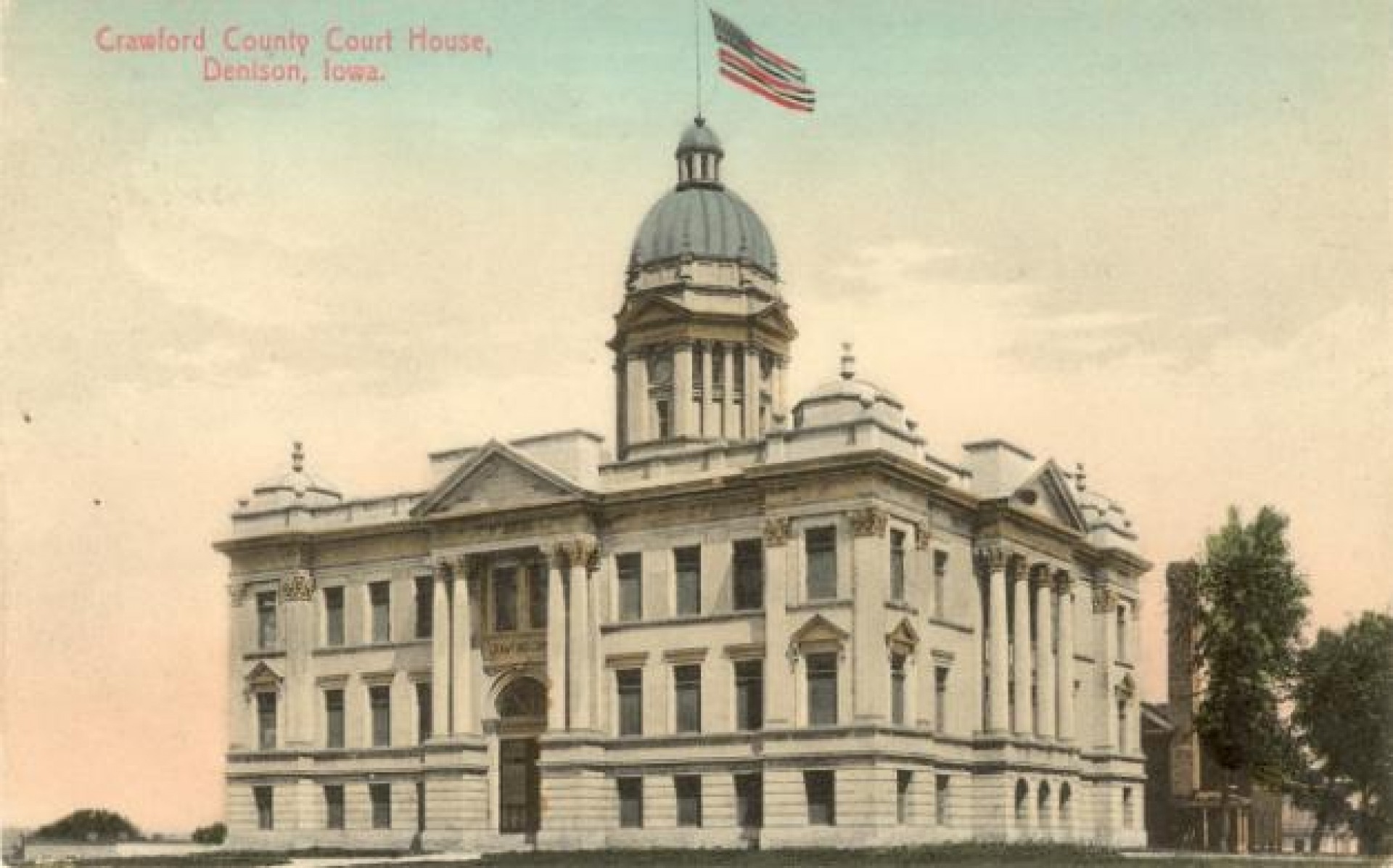 Illustration of the Crawford County Courthouse in Denison, Iowa.