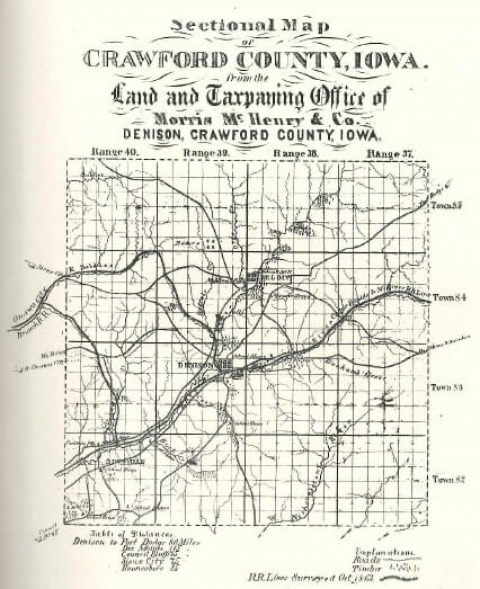 Historic sectional map of Crawford County, Iowa